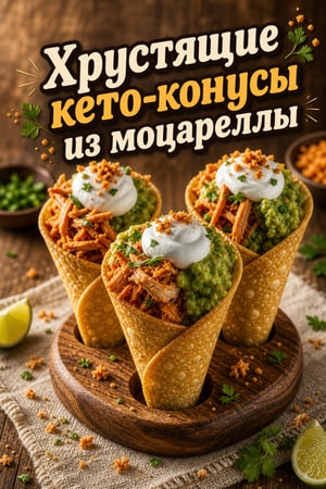 Хрустящие кето-конусы из моцареллы с пикантной начинкой