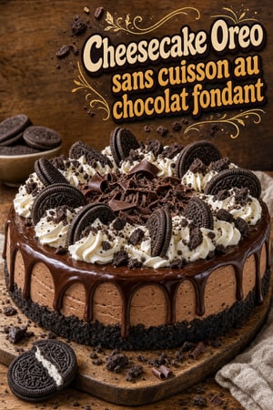 Cheesecake Oreo sans cuisson au chocolat fondant et crémeux