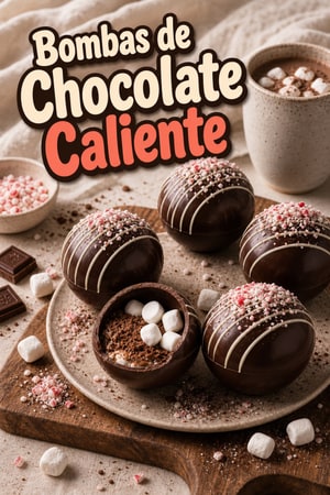 Bombas de chocolate caliente decadentes con malvaviscos