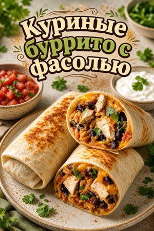 Легкие куриные буррито с черными бобами и рисом