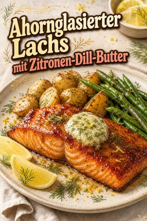 Ahornglasierter Atlantischer Lachs mit Zitronen-Dill-Butter