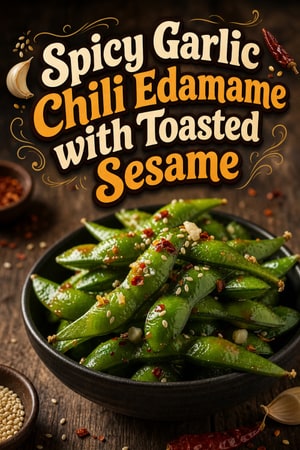 Spicy Garlic Chili Edamame with Toasted Sesame Seeds
