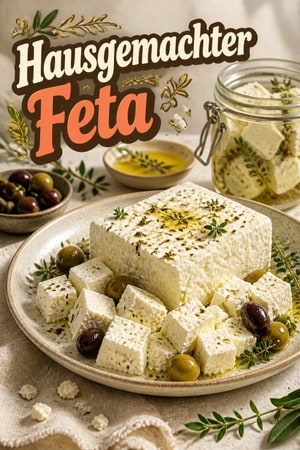 Traditioneller hausgemachter Feta-Käse in Salzlake