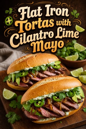 Flat Iron Tortas with Cilantro Lime Mayo