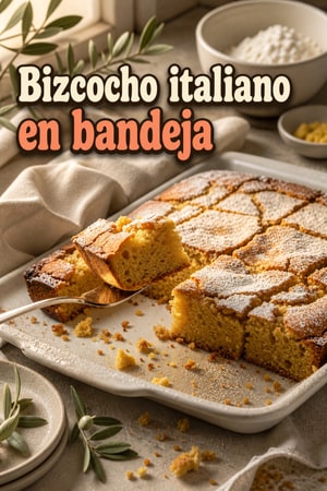 Bizcocho rústico italiano en bandeja, tierno y simple