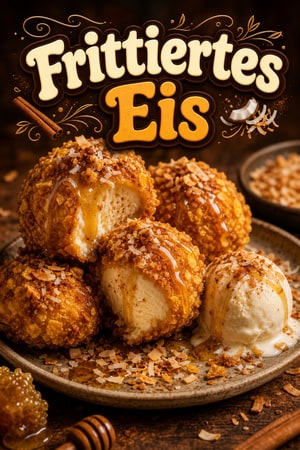 Knuspriges frittiertes Eis mit Honig, Zimt & Kokos