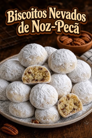 Biscoitos de Manteiga e Noz-Pecã Cobertos com Açúcar de Baunilha