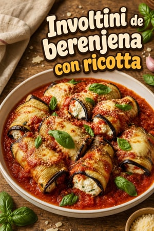 Involtini de berenjena con ricotta y salsa de tomate