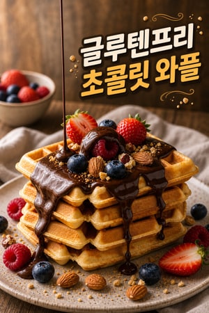 바삭한 글루텐프리 와플 레시피: 코코넛 크림 초콜릿 소스와 신선한 과일·견과 토핑으로 즐기는 브런치