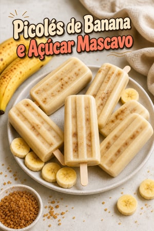 Picolés Cremosos de Banana com Açúcar Mascavo