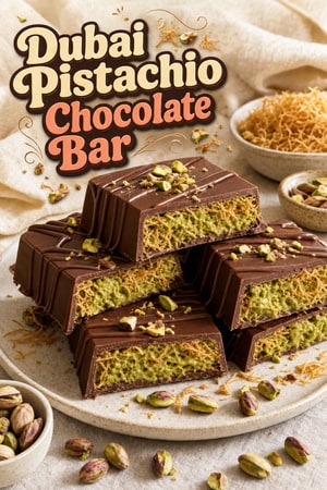 Homemade Dubai Pistachio Knafeh Chocolate Bar