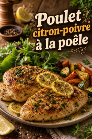 Filets de poulet citron-poivre saisis à la poêle