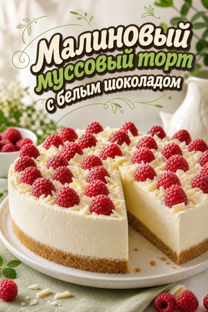 Малиновый мусс из белого шоколада с печеньем на основе