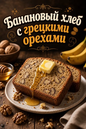 Классический банановый хлеб с грецкими орехами