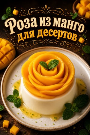 Роза из манго: эффектное украшение для ваших десертов
