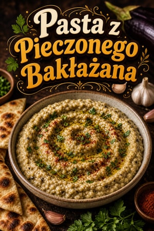 Pasta z pieczonego bakłażana z czosnkiem i ziołami