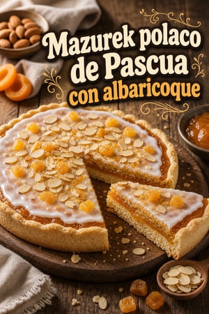 Mazurek polaco de Pascua: tarta de almendra y albaricoque