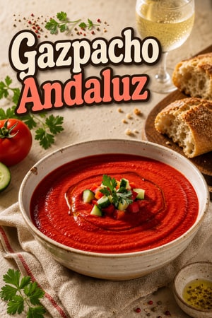Genuino Gazpacho Andaluz Refrescante con Hierbas Frescas