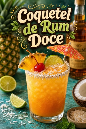 Coquetel de Rum Doce com Frutas Frescas e Toque de Coco