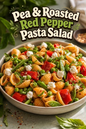 Summer Pea and Roasted Red Pepper Pasta Salad