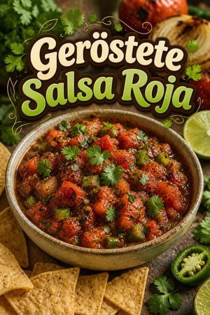 Authentische geröstete Salsa Roja mit frischem Koriander