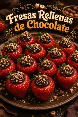 Fresas Rellenas de Ganache de Chocolate y Avellanas