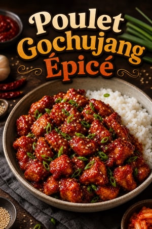 Poulet Gochujang Épicé aux Graines de Sésame et Oignons Verts