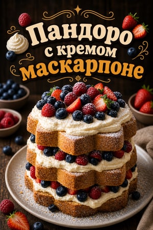 Панетоне со сливочным кремом маскарпоне и свежими ягодами
