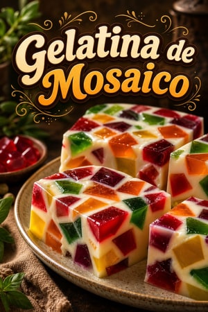 Gelatina de Mosaico Vibrante con Base de Leche Cremosa