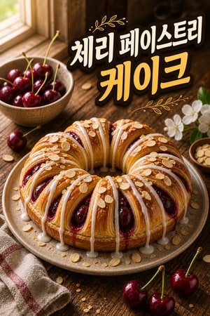 바삭한 퍼프 페이스트리 체리 케이크와 아몬드 글레이즈 레시피