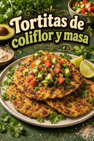 Tortitas bajas en carbohidratos de coliflor y masa