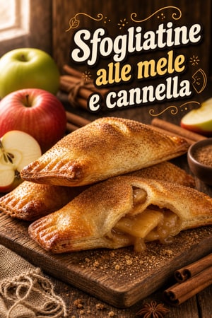 Tasche burrose di torta di mele, crosta zucchero cannella