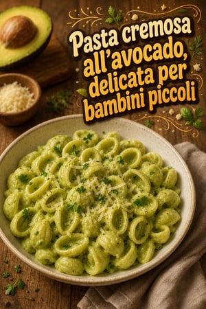Pasta cremosa all'avocado, delicata per bambini piccoli
