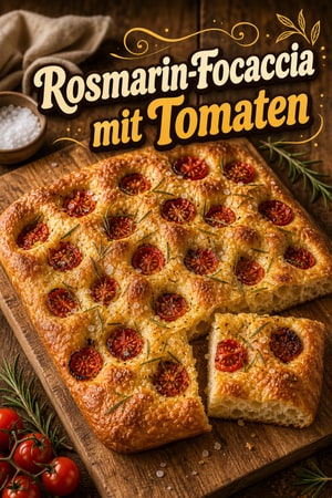 Rosmarin-Focaccia mit gerösteten Tomaten und Meersalz
