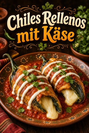 Authentische Chiles Rellenos mit geschmolzenem Käse