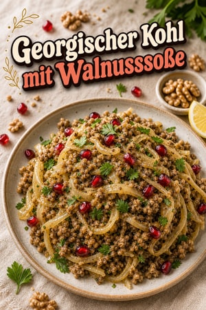Rustikaler georgischer Kohl mit Walnusssoße & Kräutern