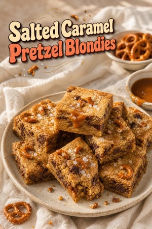Salted Caramel Pretzel Blondies