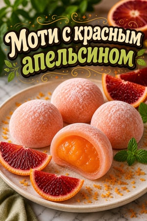 Моти с кровавым апельсином и ярким цитрусовым курдом