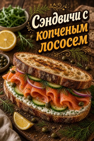 Сэндвичи с копченым лососем на закваске и пряным сыром