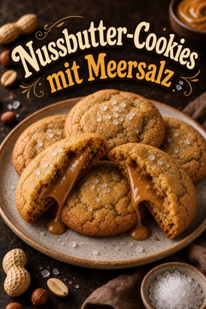 Saftige Nussbutter-Cookies mit Meersalzflocken zum Teilen
