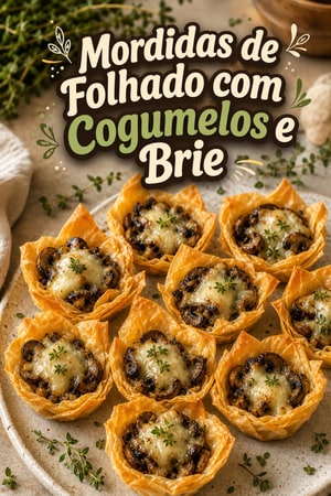 Mordidas de Folhado com Cogumelos e Brie