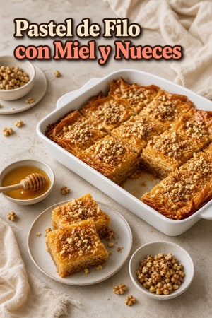 Pastel Crujiente de Phyllo con Miel y Frutos Secos