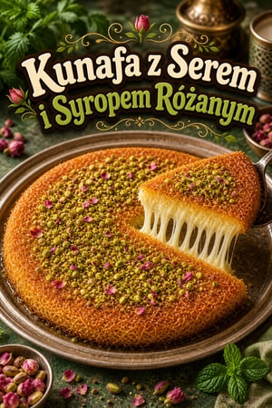 Autentyczna Kunafa z serem i syropem różanym