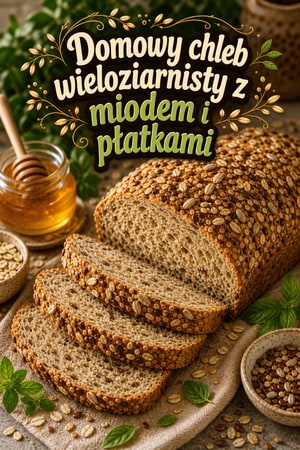 Domowy chleb wieloziarnisty z miodem i płatkami owsianymi