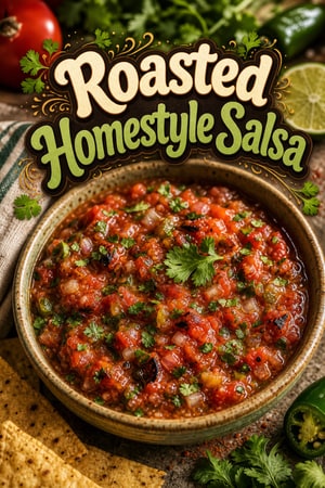 Authentic Roasted Homestyle Salsa with Fresh Cilantro