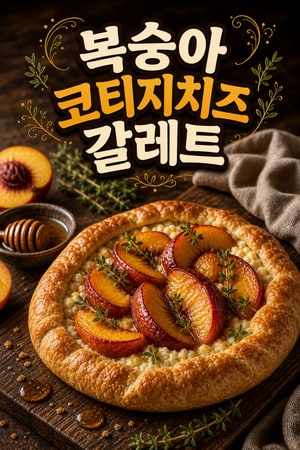 농밀한 복숭아와 코티지치즈 갈레트, 버터리하게 구운 꿀과 타임의 향기 — 아침 브런치용 소박한 프렌치 디저트
