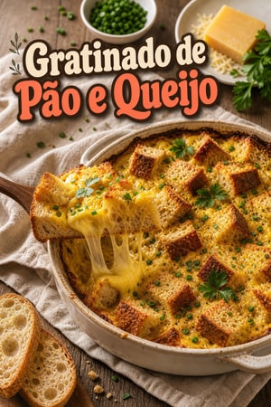 Gratinado Matinal com Pão Rústico, Queijo Derretido e Ervas