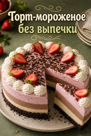 Торт мороженое без выпечки с шоколадной крошкой