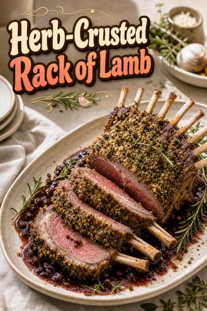 Herb-Crusted Rack of Lamb with Garlic Red Wine Sauce