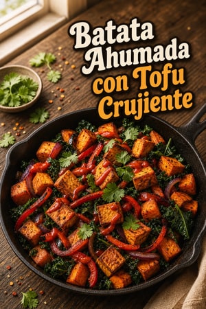 Hash de Batata Ahumado con Tofu Crujiente en Sartén